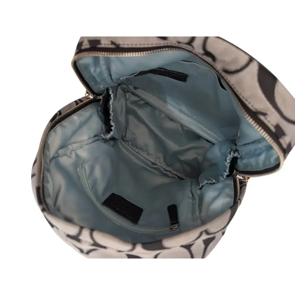 COACH! FAB BLACK, GRAY & SILVER MONOGRAM VINTAGE FULL SIZE BACKPACK, BAG, PURSE!